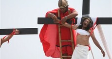 Man crucified with real nails in the Philippines in annual ceremony