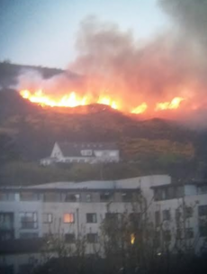 Multiple units of Dublin Fire Brigade tackling gorse blaze on Three Rock