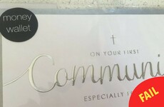 This Communion card from Marks & Spencer is a little TOO real