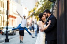 This couple just realised one of their wedding photos contains a brilliant photobomb