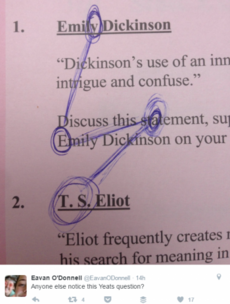 Yeats didn't come up in the English exam yesterday and the Leaving Certs are RAGING