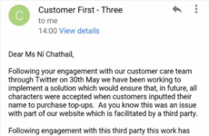 This Irish girl managed to get Three to sort out their 'no fadas' policy