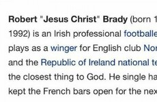 Some genius has made very appropriate changes to Robbie Brady's Wikipedia page