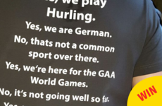 This German hurler's t-shirt pretty much wins the GAA world games