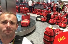 This photo of Olympians collecting their luggage at arrival is an absolute disaster