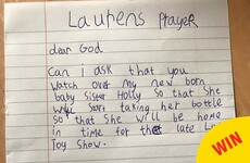 A little girl sent an adorable prayer into RTÉ about the Toy Show and her newborn sister