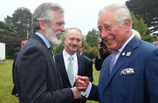 'You're even older than me': Prince Charles shares a joke and a handshake with Gerry Adams