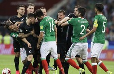 Feisty game ends with mass brawl as Mexico survive New Zealand scare