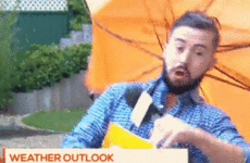 TV3's weatherman literally blew away on live telly this morning thanks to a banjaxed umbrella