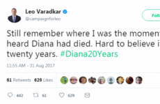 Taoiseach defends tweeting about Princess Diana on same day two homeless people died