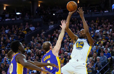 With Steph, Draymond and Klay all missing, Kevin Durant leads Warriors past Lakers