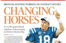 The front page of today's Denver Post is almost entirely Peyton Manning