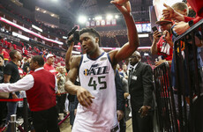 Game on! Mitchell dunks his own rebound as Jazz level series with #1 seed Rockets