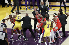 LeBron James acts as peacemaker as LA Lakers home debut ends in ugly brawl