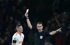 Limerick-born defender scores and gets sent off as League One outfit fail to topple Arsenal