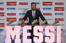 Another one! Messi collects record fifth Golden Shoe award