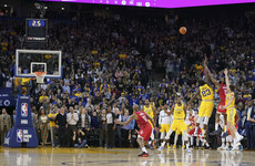 Watch: 44-point Harden sinks Warriors with incredible game-winning three-pointer in OT