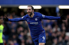 Higuain scores twice as Chelsea hammer Huddersfield