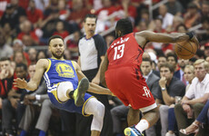 Warriors struggle from range as Harden helps Rockets level series