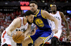 Klay Thompson delivers 25 points as Golden State Warriors level NBA Finals against Raptors