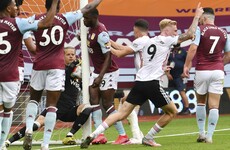 Players take knee before goalline row gives Villa point on Premier League return