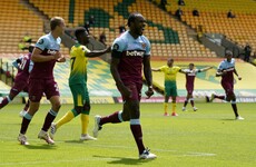 Norwich suffer Premier League relegation as West Ham's Antonio grabs four