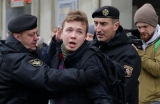 Diverted Ryanair flight leaves Belarus for Lithuania after exiled activist detained