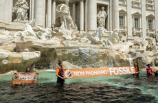 Climate activists turn Rome's Trevi Fountain black