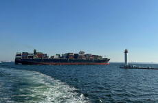 Cargo ship exits Ukraine port despite threat from Russia that navy could target vessels