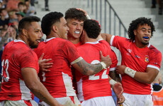Tonga score 7 tries to secure first win of the World Cup
