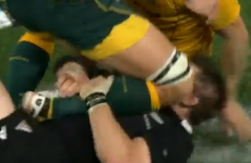 VIDEO: Richie McCaw gets acquainted with Scott Higginbotham's knee