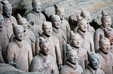 Tourist damages ancient Chinese clay sculptures after jumping into display