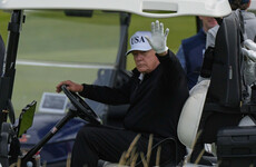 Donald Trump plays golf in Scotland as protesters rally