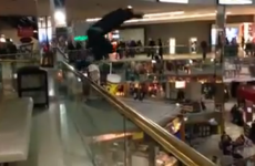VIDEO: Shopper takes 20ft leap into fountain (and enjoys it)