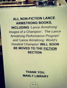 Library moves Lance Armstrong books to fiction section