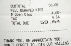 PIC: Restaurant gives mum discount for 'well behaved kids'