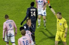 David Beckham can't believe it as he sees red in France