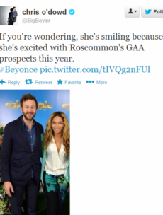 Snapshot: Beyonce 'excited' by Roscommon GAA's prospects