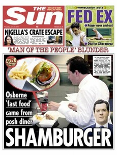 The British chancellor's choice of a posh burger is front page news in the UK