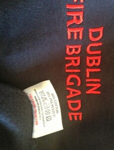 Label on Dublin Fire Brigade gear says ‘Keep Away From Fire’