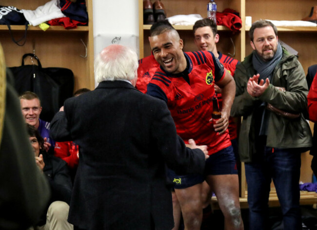Simon Zebo with Michael D. Higgins