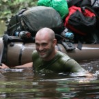 Ed Stafford finishing a record-breaking trek spanning the length of the Amazon River.