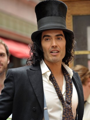 Russell Brand on the set of 'Arthur' filming outside of Grand Central Station