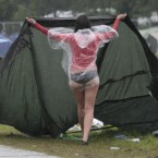 Denise Rock from Australia was amongst the last campers to pack up her tent at the Electric Picnic this morning.