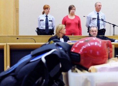The trial of Els Clottemans, centre, opens today. A parachute is among the evidence to be presented.