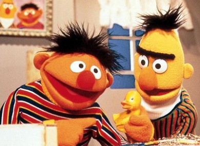 Ernie (left) and Bert: the latter has described his hair as 'mo' on Twitter, leading some to believe the tweet was an admission of his homosexuality.