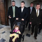 ...while Trevor Sargent and Paul Gogarty (with daughter Daisy) join him at Leinster House. Julien Behal/PA Wire