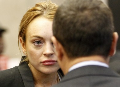 Lindsay Lohan arrives for a probation violation hearing at Beverly Hills Courthouse in Beverly Hills on October 22.