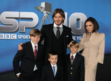 David and Victoria Beckham with sons Brooklyn (11), Cruz (5) and Romeo (8).