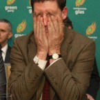 Communications Minister Eamon Ryan at a press conference held by the Greens after Brian Cowen announced his ministerial reassignments - and the date of the election. The Greens complained that they had to stop Cowen from creating six new ministers altogether, and that they had been left out of the loop about the resignations. John Gormley said his wife had to tell him that she heard about Mary Harney's resignation from Health after she heard it on the news.